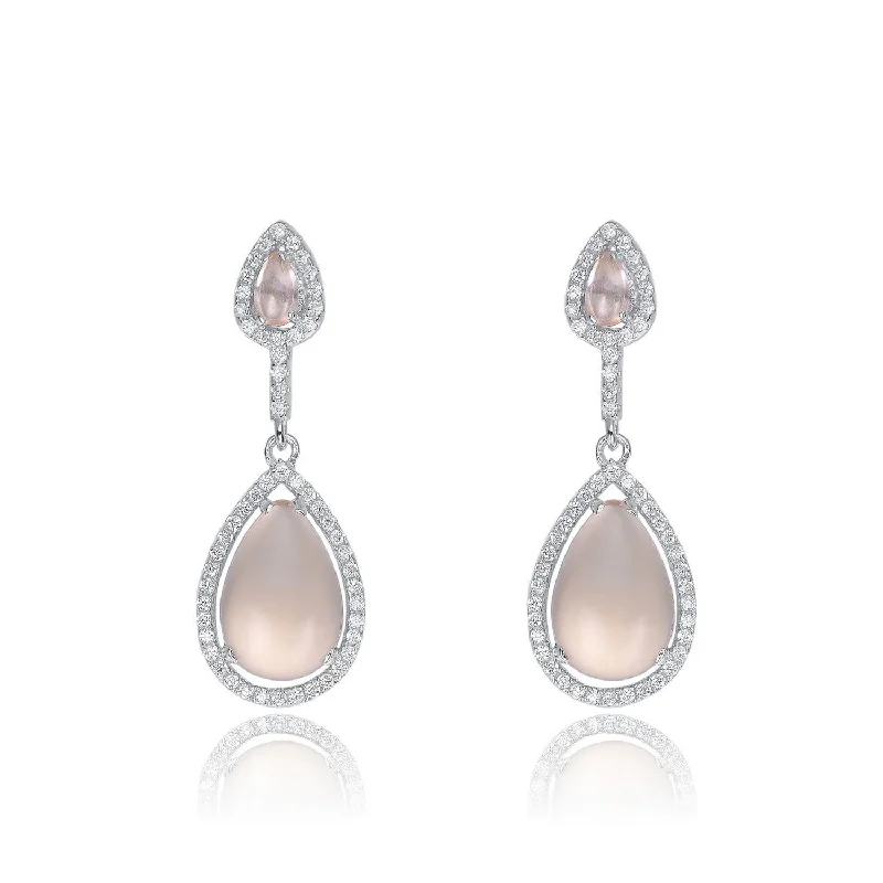 Earrings For Icy Days-Champagne Cubic Zirconia Dangling Earrings