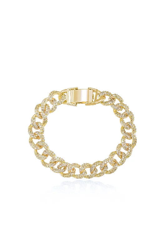 Bracelets For Sunny Outings-Embellished Pave Chain Bracelet