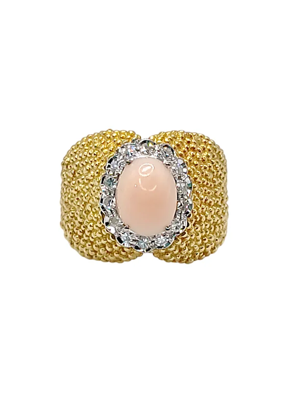 Rings Deal Tips-Estate 18k Yellow Gold Angel Skin Coral Ring