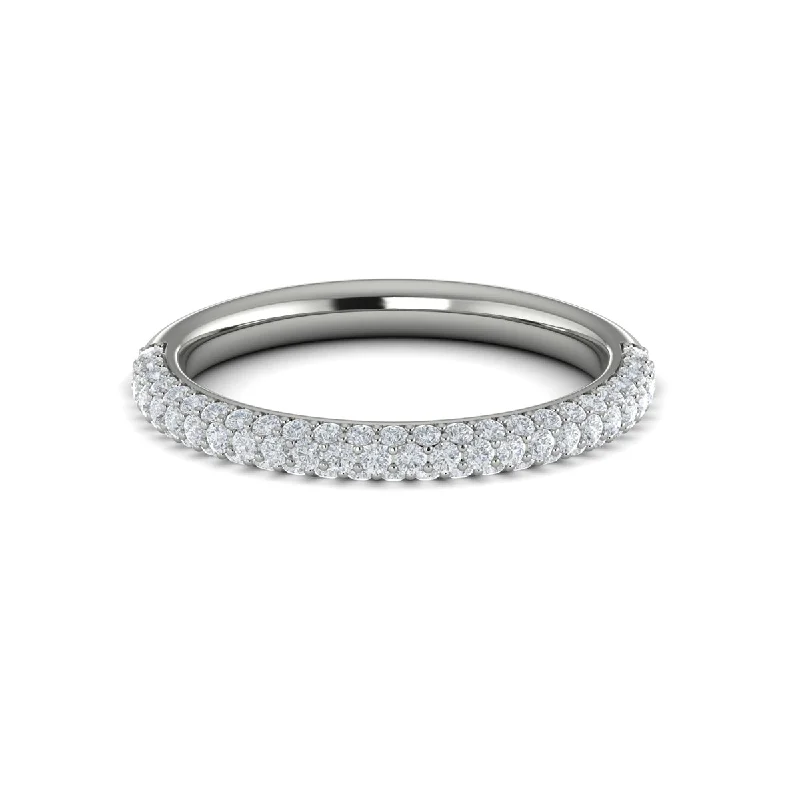 Rings For Friend Gifts-Diamond Three-Sided Pave Band in 14K White Gold