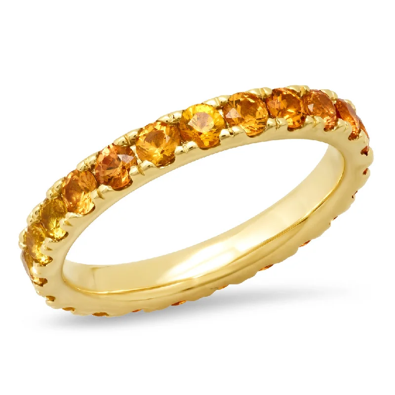 Neat Rings For Class-Large Orange Sapphire Sunburst Eternity Band