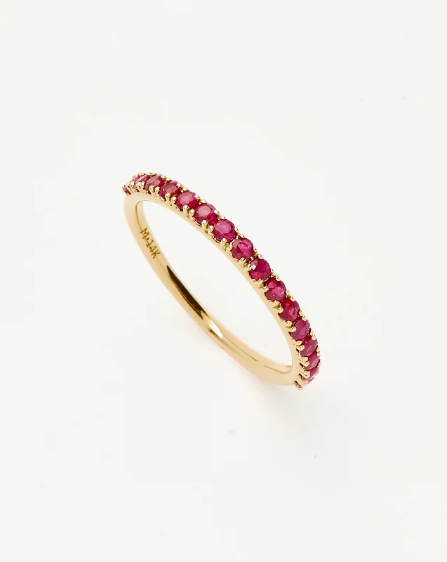 Eco-Safe Rings-Fine Half Eternity Ruby Ring | 14ct Solid Gold/Ruby