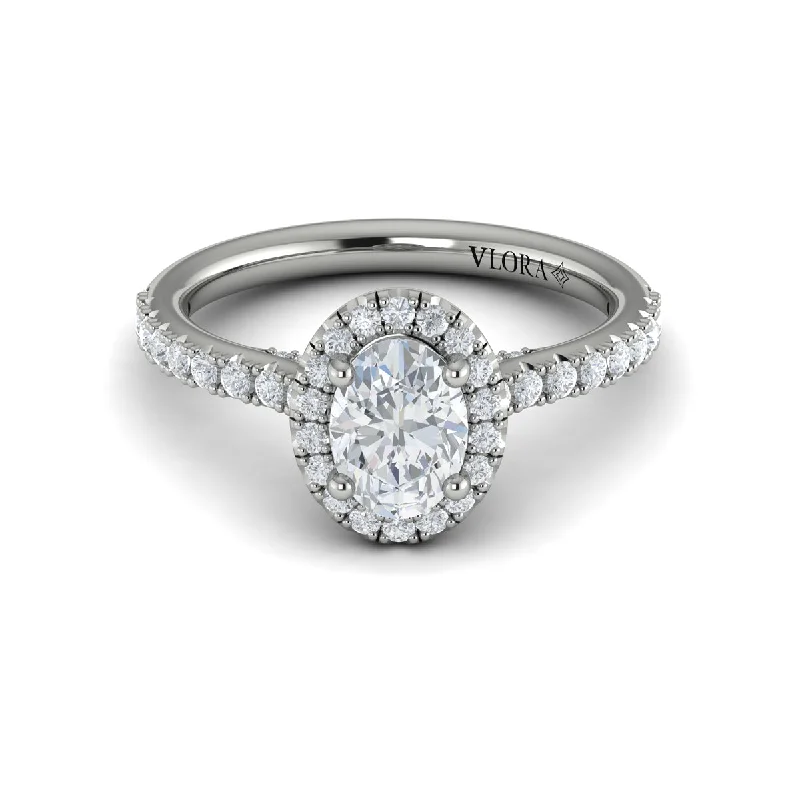 Rings Dust Guide-Oval Halo Engagement Ring in 14K White Gold