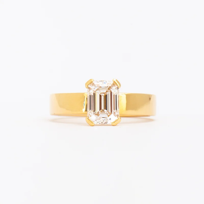 Rings Life Test-1.57 ct Lab-Grown Emerald Cut Diamond Temple Ring