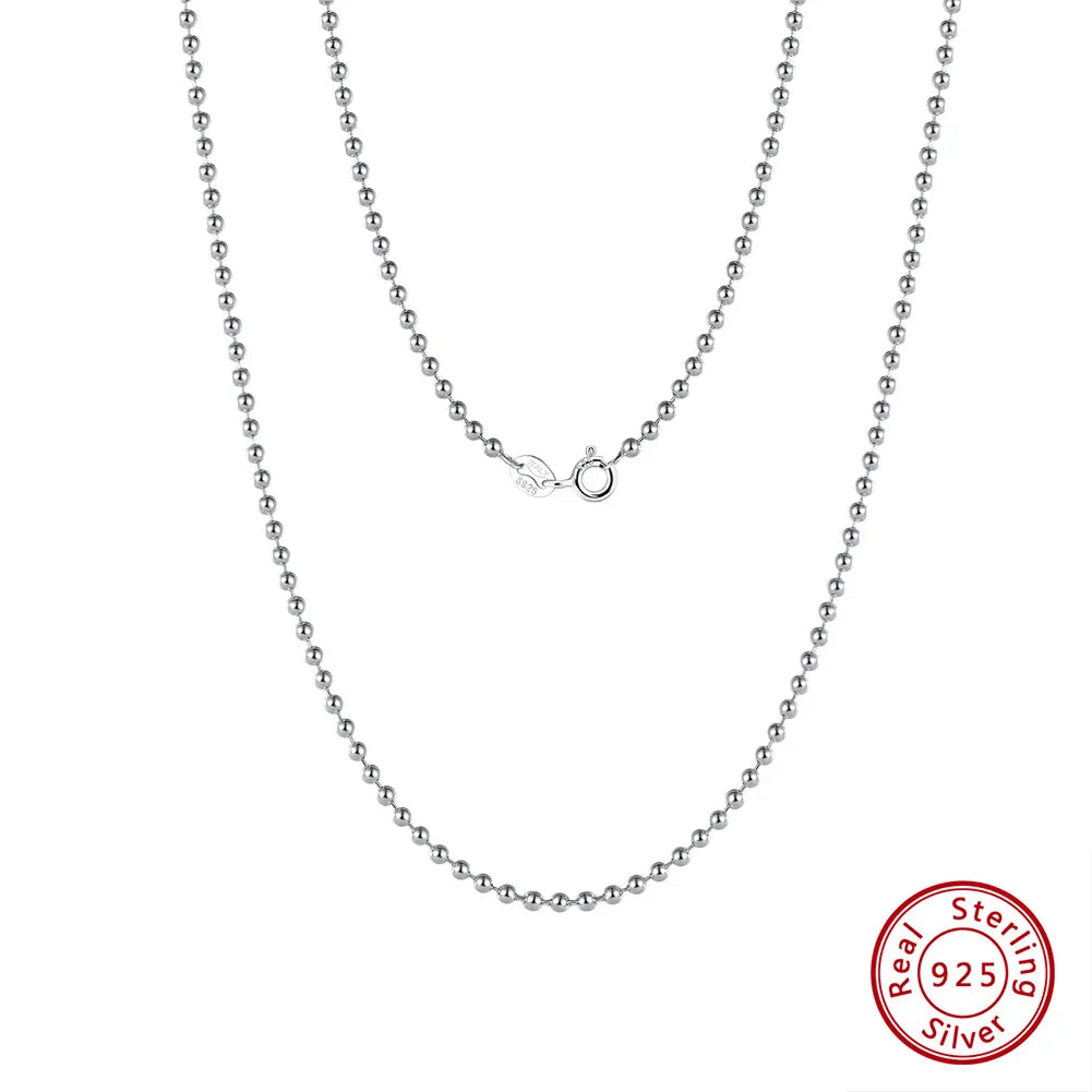 Silver 2.0mm Light Bead Necklace, 40cm Long, about 4.2G Weight