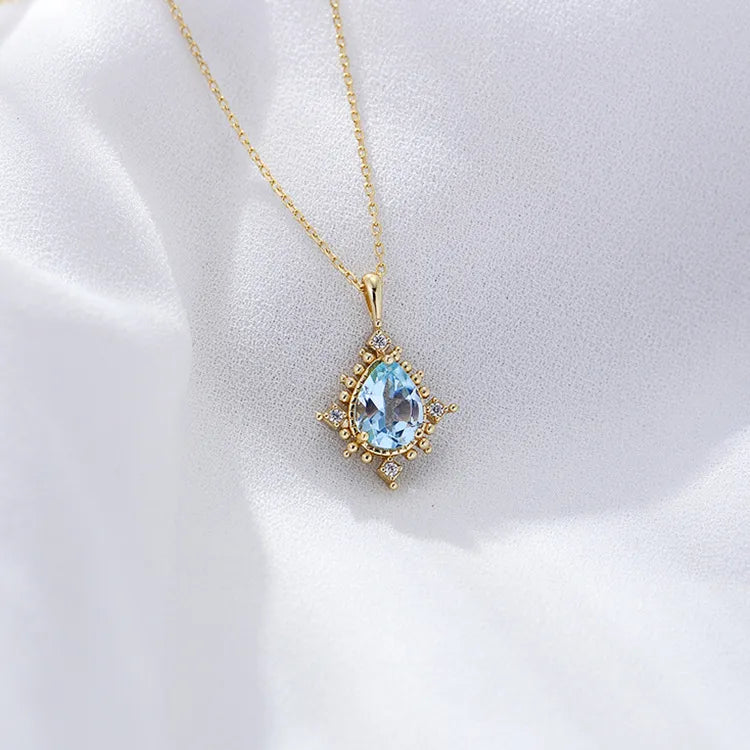 Low Price Necklaces-Wholesale Elegant Simple Style Water Droplets Sterling Silver Inlay Artificial Gemstones Zircon Pendant Necklace