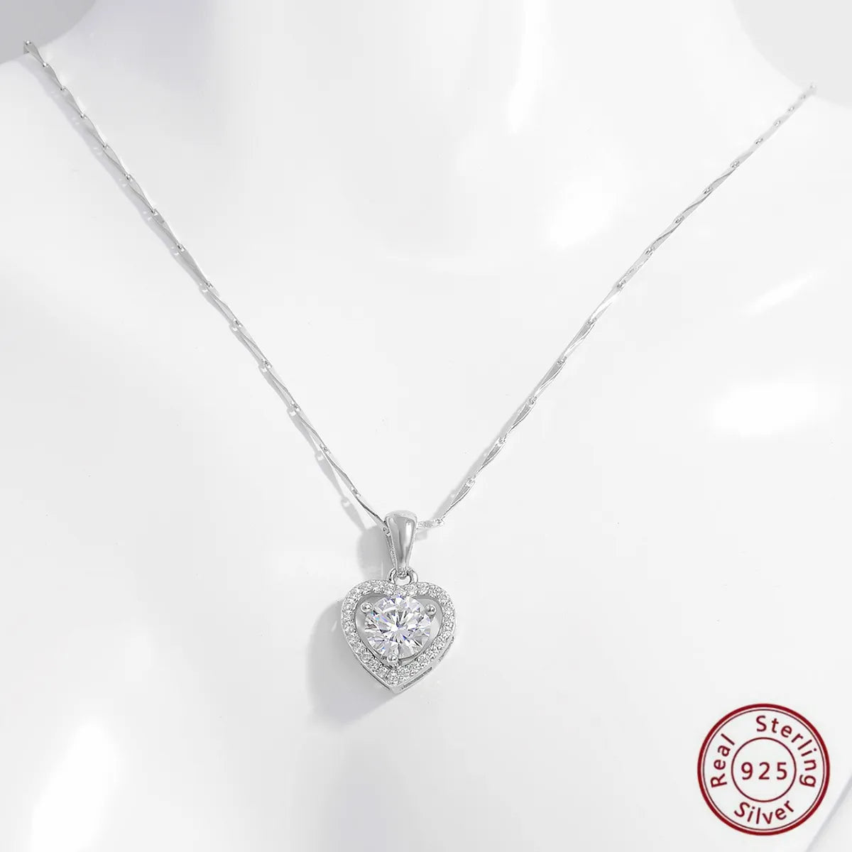 Necklaces Glow Reviews-Elegant Commute Heart Shape Sterling Silver Inlay Zircon White Gold Plated Pendant Necklace