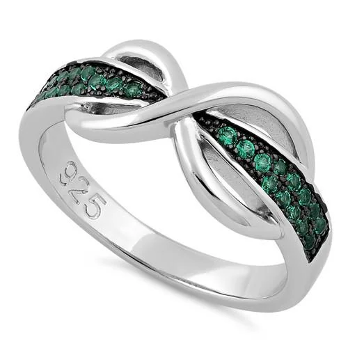 Best Easy Rings-Sterling Silver Infinity Pave Emerald CZ Ring