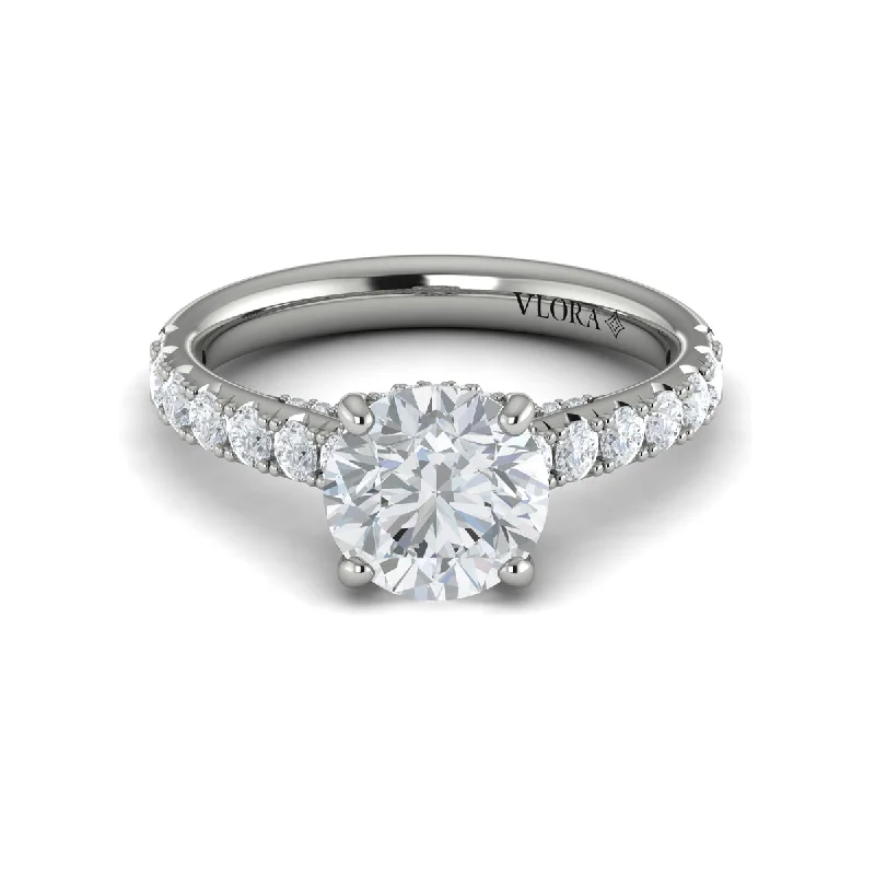 Rings Wear Feel-Diamond Hidden Halo Airline Engagement Ring in 14K White Gold