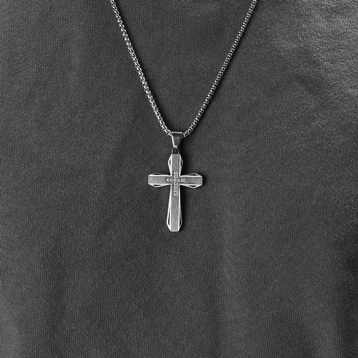 Necklaces Repair Guide-Basic Modern Style Classic Style Geometric Cross Titanium Steel Plating Inlay Zircon Men'S Pendant Necklace