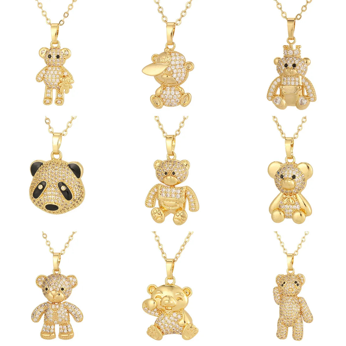 Necklaces Ease Rating-Copper Casual Cute Little Bear Plating Pendant Necklace