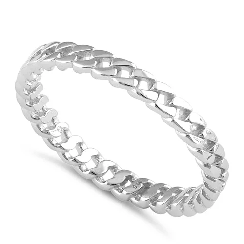 Rings Wear Feel-Sterling Silver Thin Trendy Chain Band Ring