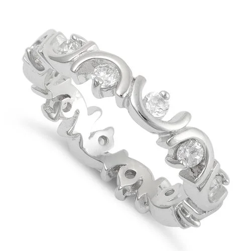 Rings Flair Advice-Sterling Silver Unique Eternity CZ Ring