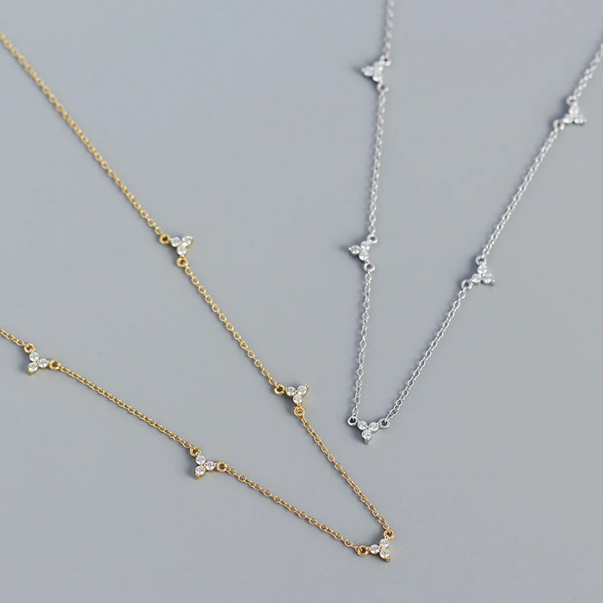 Necklaces For Retro Taste-Fashion Geometric Sterling Silver Necklace Plating Metal Zircon 925 Silver Necklaces