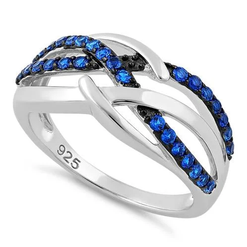 Rings Safety Tips-Sterling Silver Blue Spinel Free Form Cut CZ Ring