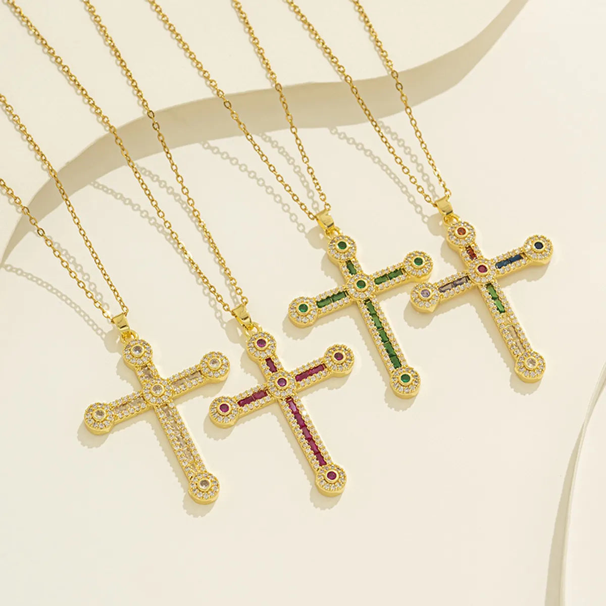 Necklaces With Tiny Links-Titanium Steel Retro Cross Plating Pendant Necklace