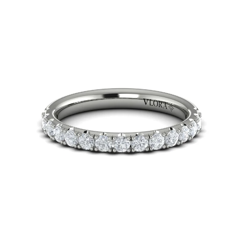 Best Long Rings-Large Diamond French Set Band in 14K White Gold