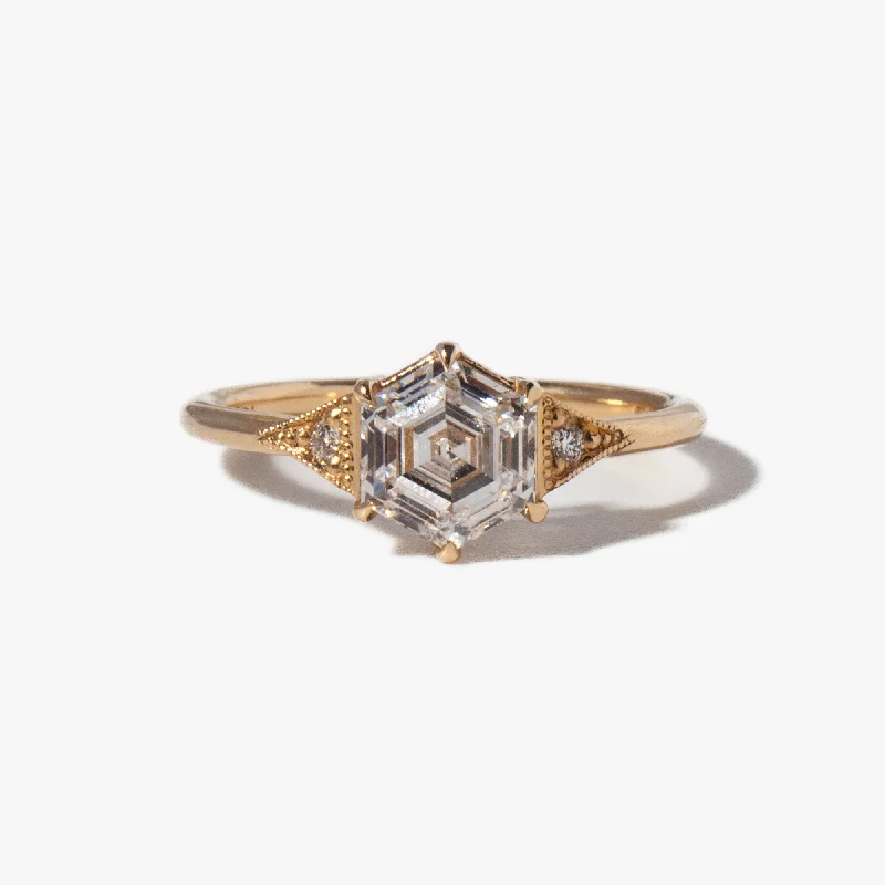 Rings For Crowd Events-1.32 ct Lab Diamond Hexagonal Deco Ring