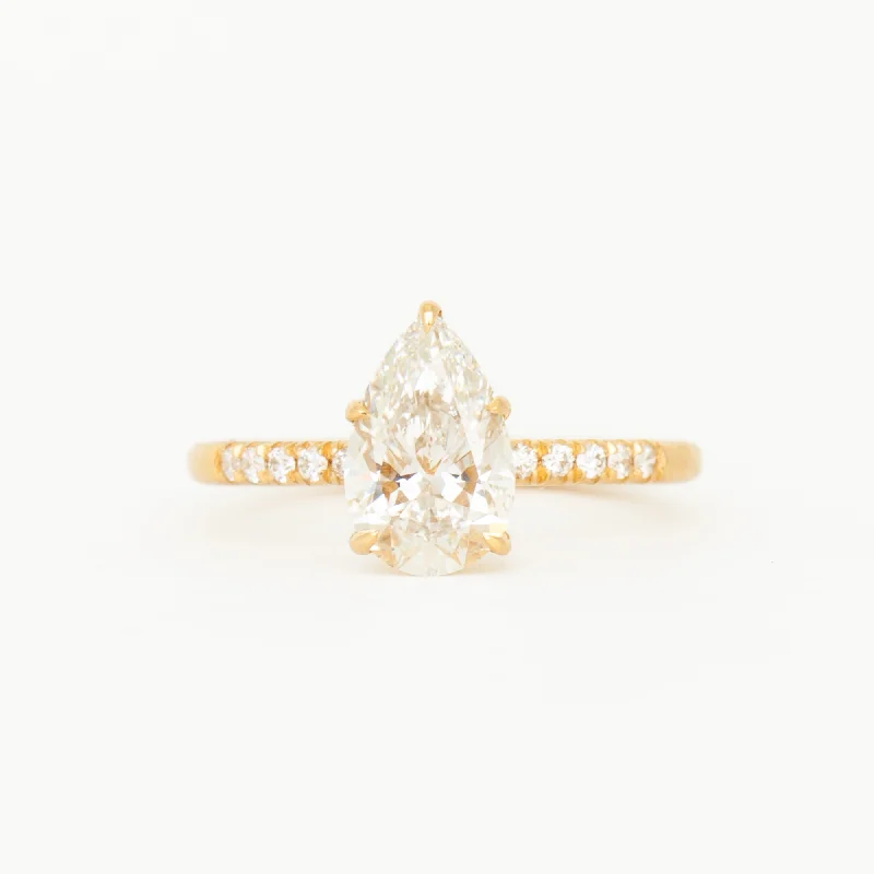 Rings Size Choices-Pear Diamond Pavé Vault Ring