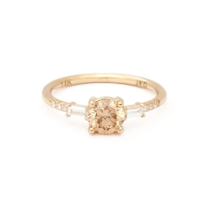 Rings For Bright Wear-Champagne Diamond Melody Baguette Equilibrium Ring