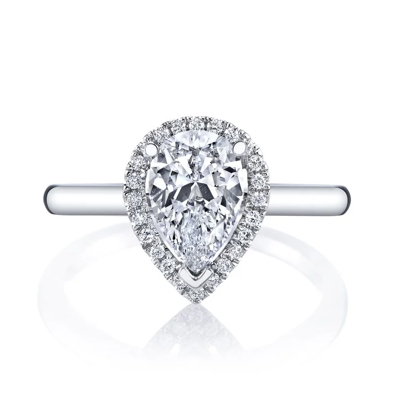 Rings For Middle Age-Solitaire Ring Setting With Diamond Halo