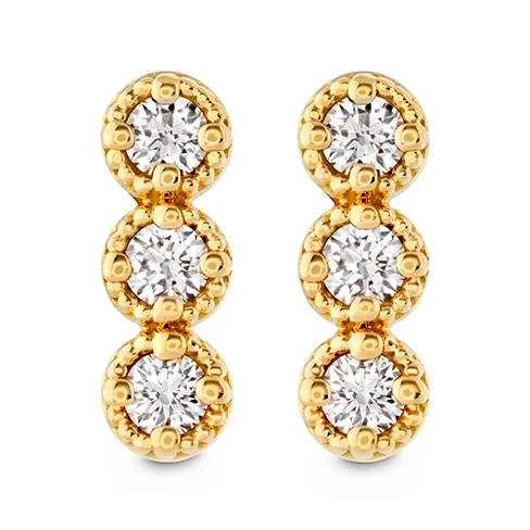 Earrings Plating Types-Hearts On Fire Liliana Milgrain Diamond Bar Earrings