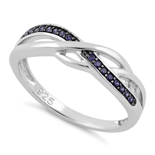 Rings Grade Guide-Sterling Silver Free Form Amethyst CZ Ring