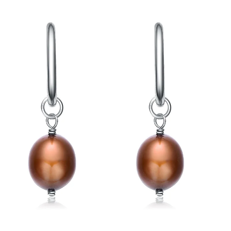 Fine Earrings For Elegance-Brigitte Burgundy Pearl Drop Earrings