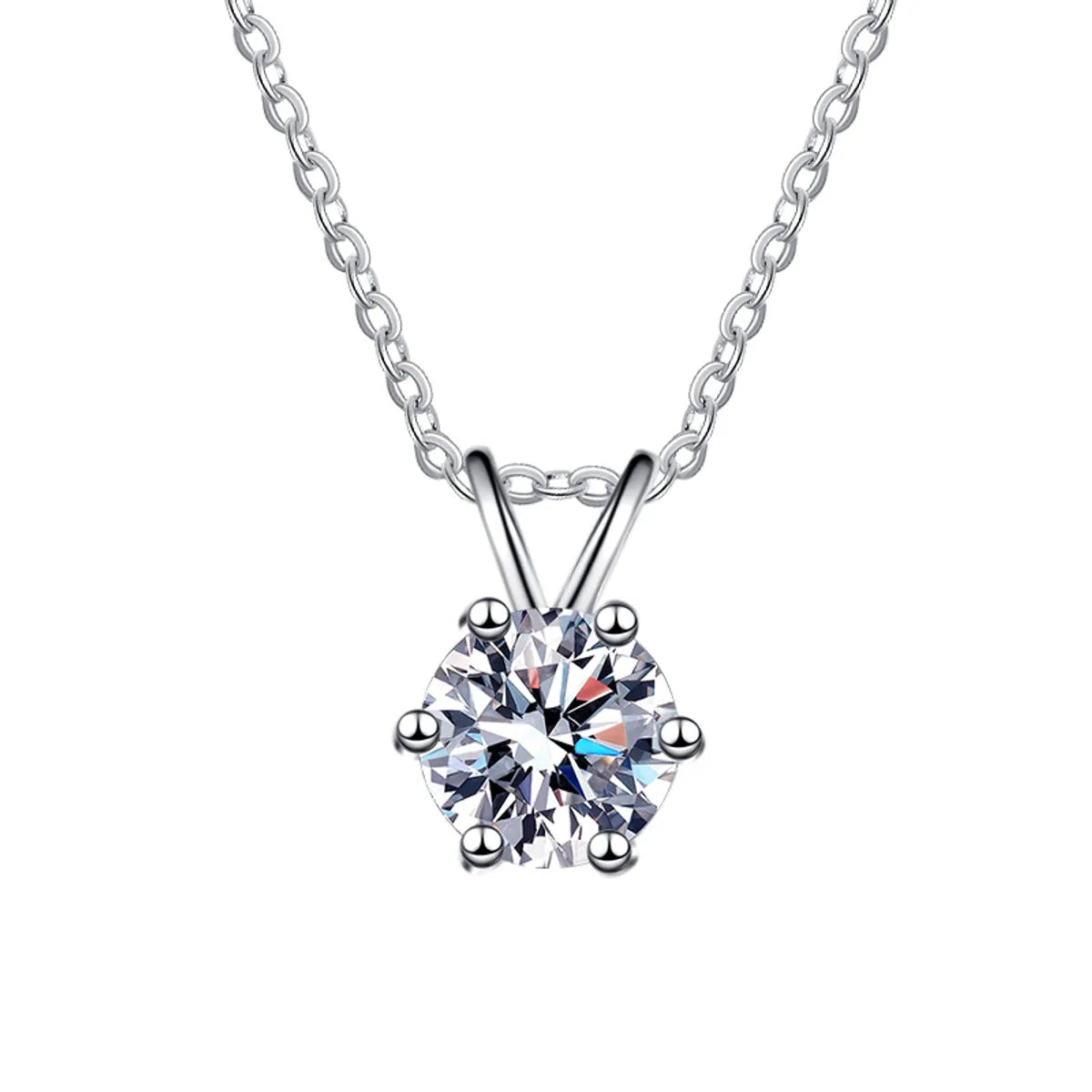 Necklaces Glint Advice-Sterling Silver Elegant Simple Style Geometric GRA Moissanite Zircon Pendant Necklace