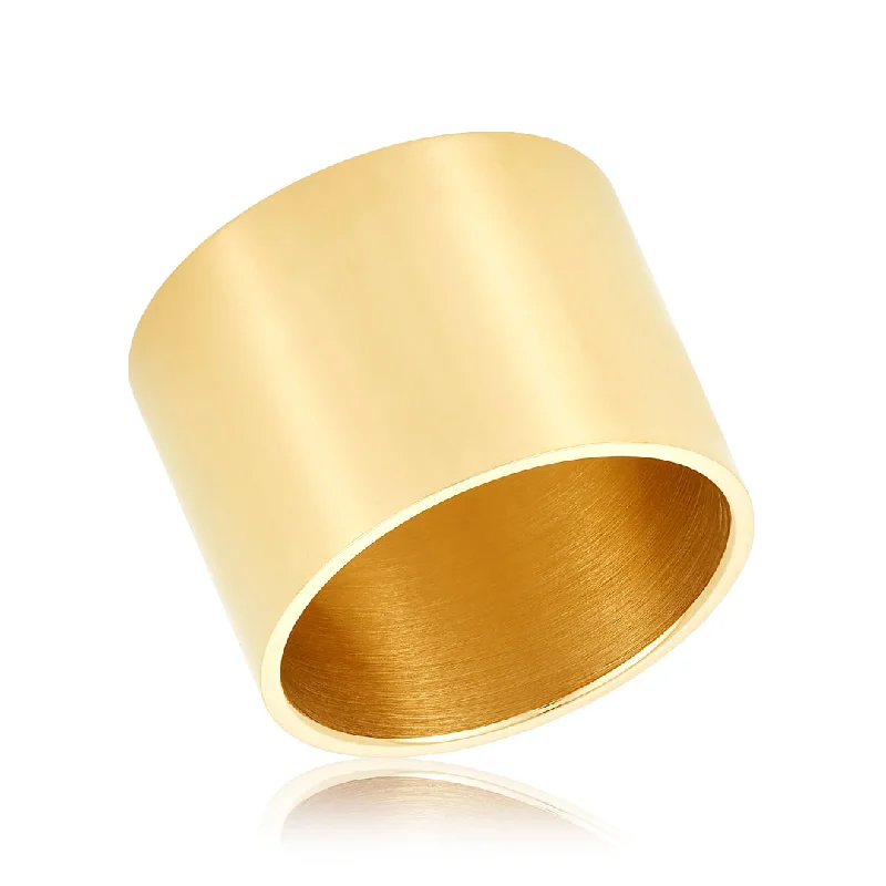 Rings With Funky Shine-Tarnish Resistant 14k Gold Plated Tall Cigar Band