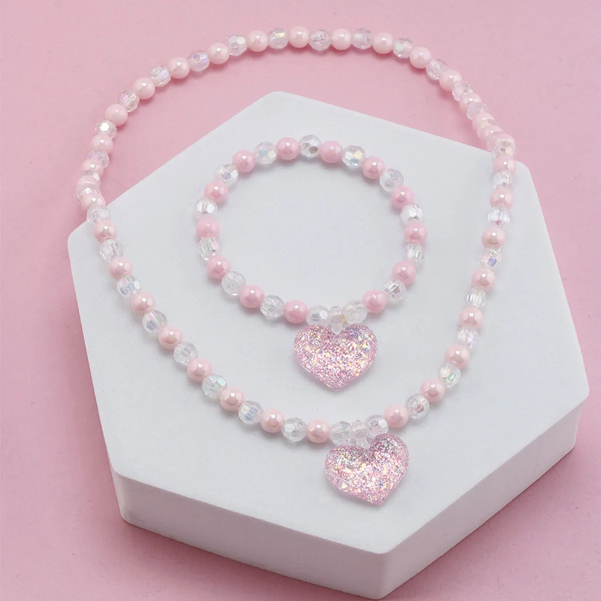 Necklaces For Dinner Style-Cute Heart Shape Artificial Crystal Resin Beaded Girl's Necklace