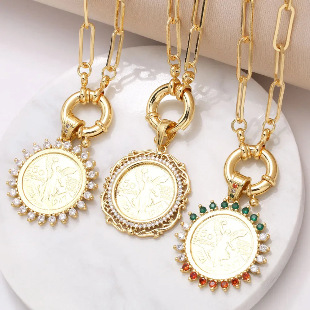 Necklaces For Quiet Nights-Copper 18K Gold Plated Modern Style Simple Style Plating Inlay Portrait Virgin Mary Zircon Pendant Necklace