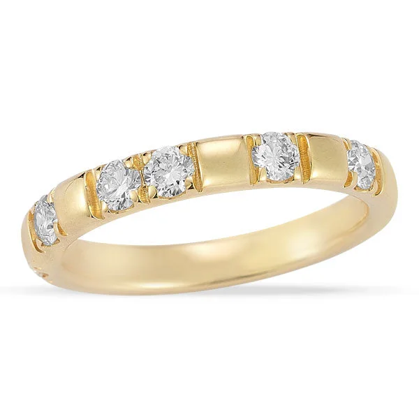 Bright Rings For Pop-Grown Diamond Station Band in 14K Yellow Gold