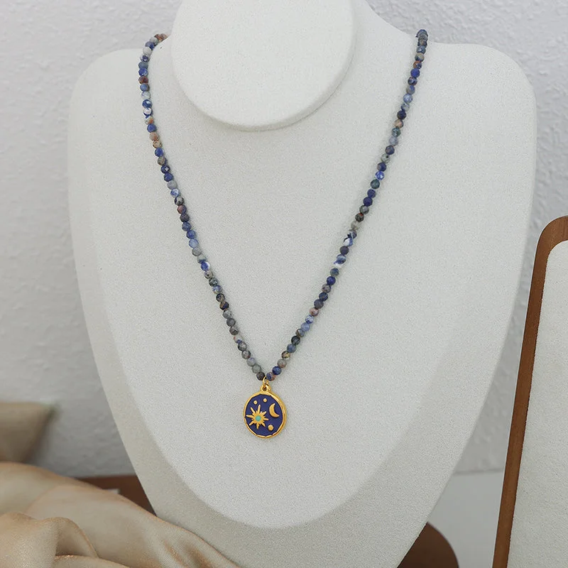 P1711-Beaded round Necklace-40+7cm