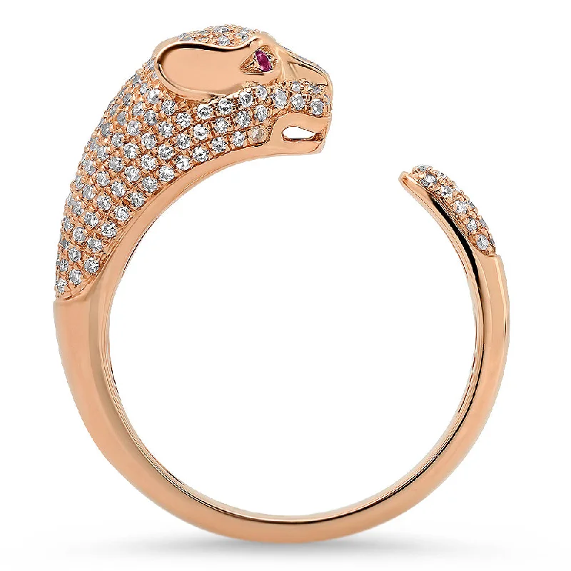 Rings For Pale Hues-Pave Diamond Panther Ring