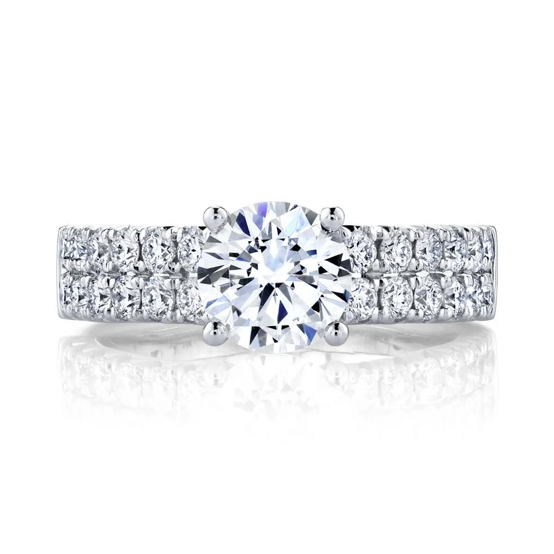 Rings Sparkle Rating-Solitaire Ring Setting With 2 Row Diamond Band