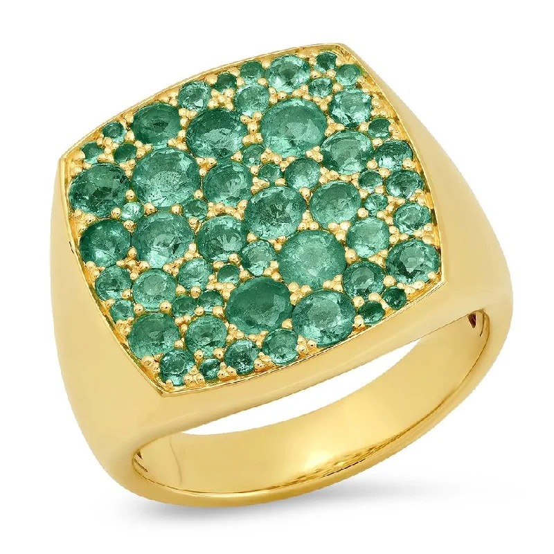 Rings Deal Reviews-Emerald Cushion Signet Ring