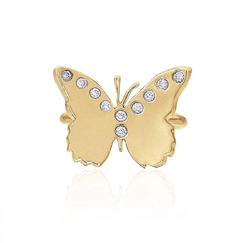 Rings Match Chart-Evie Butterfly Ring with Diamonds