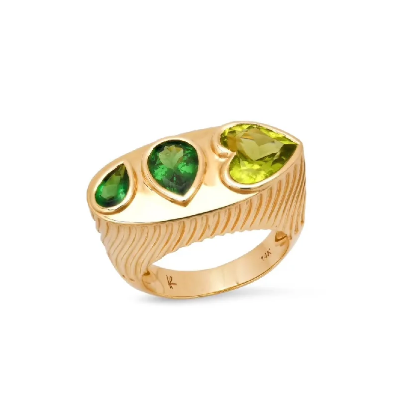 Rings Band Hold-Ripple Mixed Shape Gemstone Statement Ring