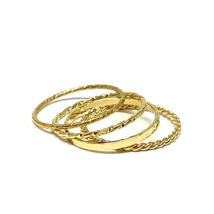 Rings For Flat Pop-Four Stack Ring: Gold Vermeil (RG4/40_) Available in Sizes 6-8