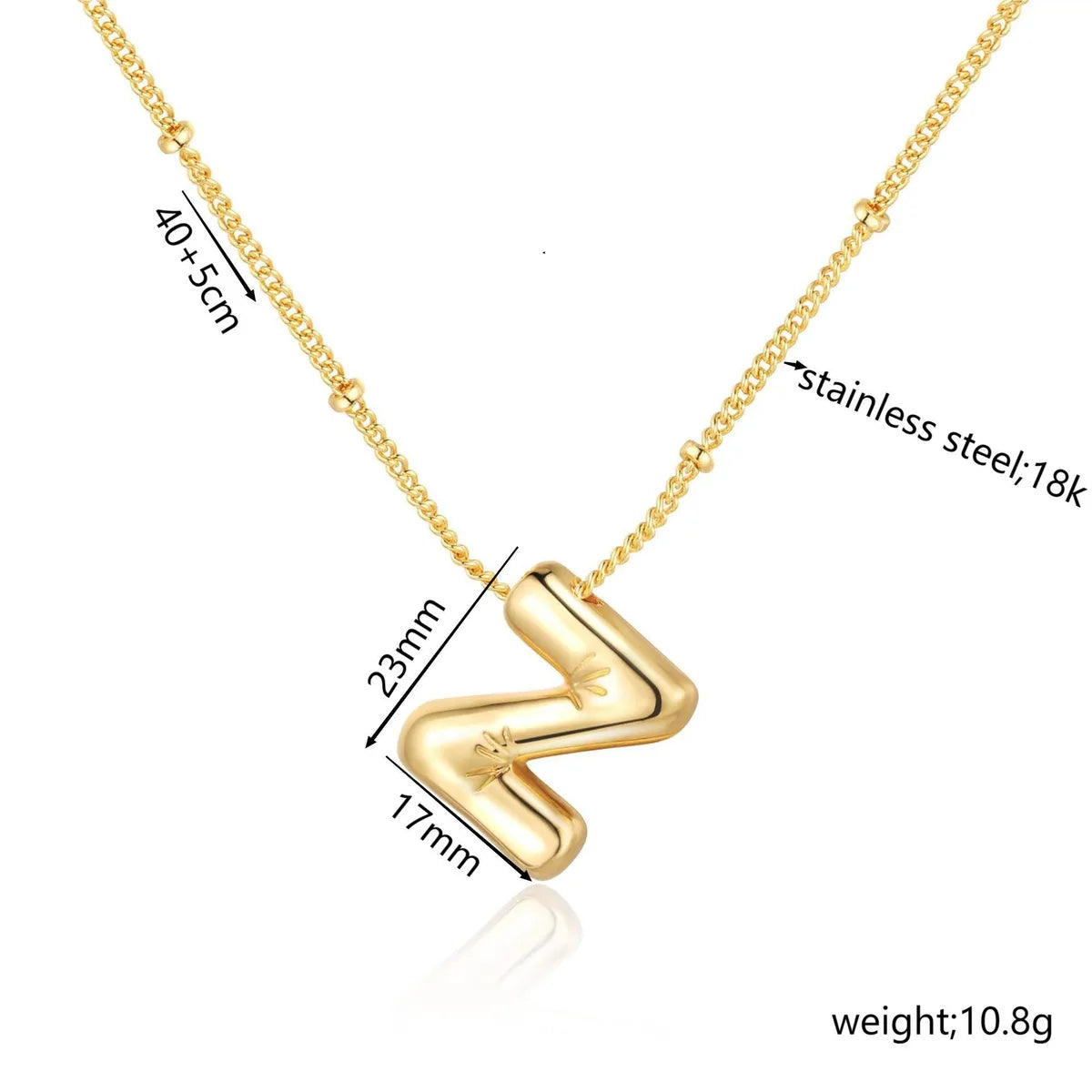 Bead Necklace Letters Z-Gold