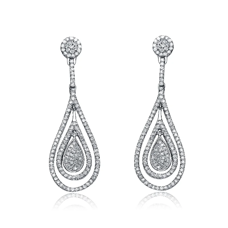 Best New Earrings-Sterling Silver Rhodium Plated Outlined Teardrop Earrings