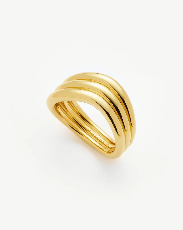 Top Grade Rings-Savi Signature Triple Ring | 18ct Gold Plated