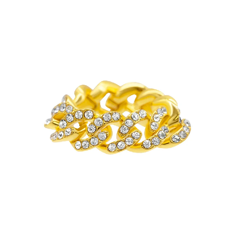 Rings For Full Fingers-14k Gold Plated Curb Chain Flexible Ring