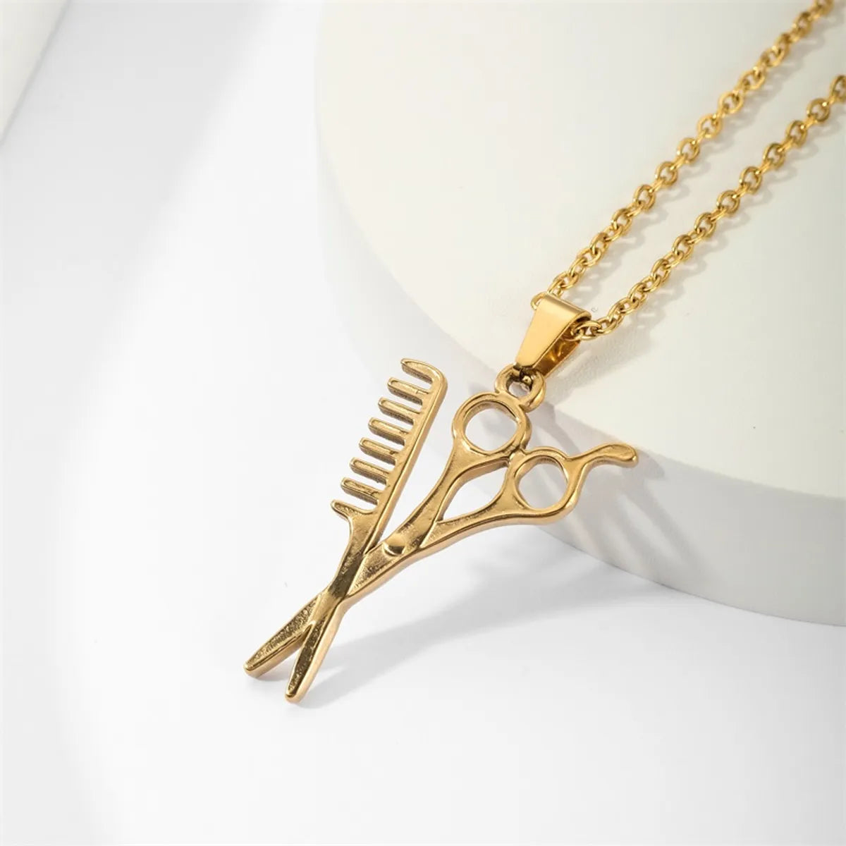 Necklaces For Wild Looks-Simple Style Scissors Stainless Steel Plating 18k Gold Plated Pendant Necklace