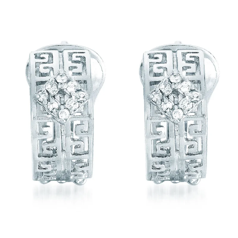 Earrings For Gown Nights-Sterling Silver Cubic Zirconia Maze Earrings