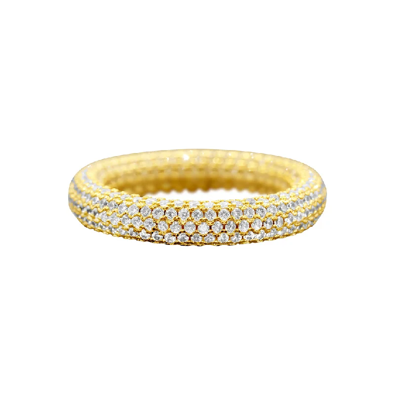 Rings Wear Rating-14k Gold Plated Crystal Eternity Rounded Band Ring