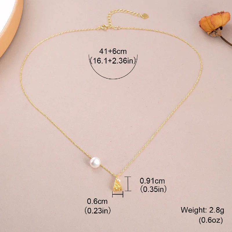 Big Necklaces For Flair-Copper 18K Gold Plated Elegant Pearl Freshwater Pearl Pendant Necklace