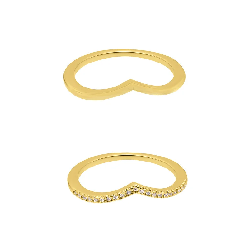 Rings Flair Advice-14k Gold Plated Chevron Pair of Rings