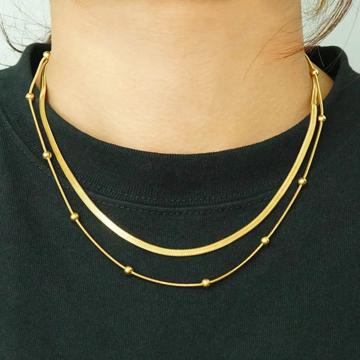 Necklaces Bulk Tips-Hip-Hop Simple Style Solid Color Stainless Steel Layered Plating 18K Gold Plated Women'S Layered Necklaces